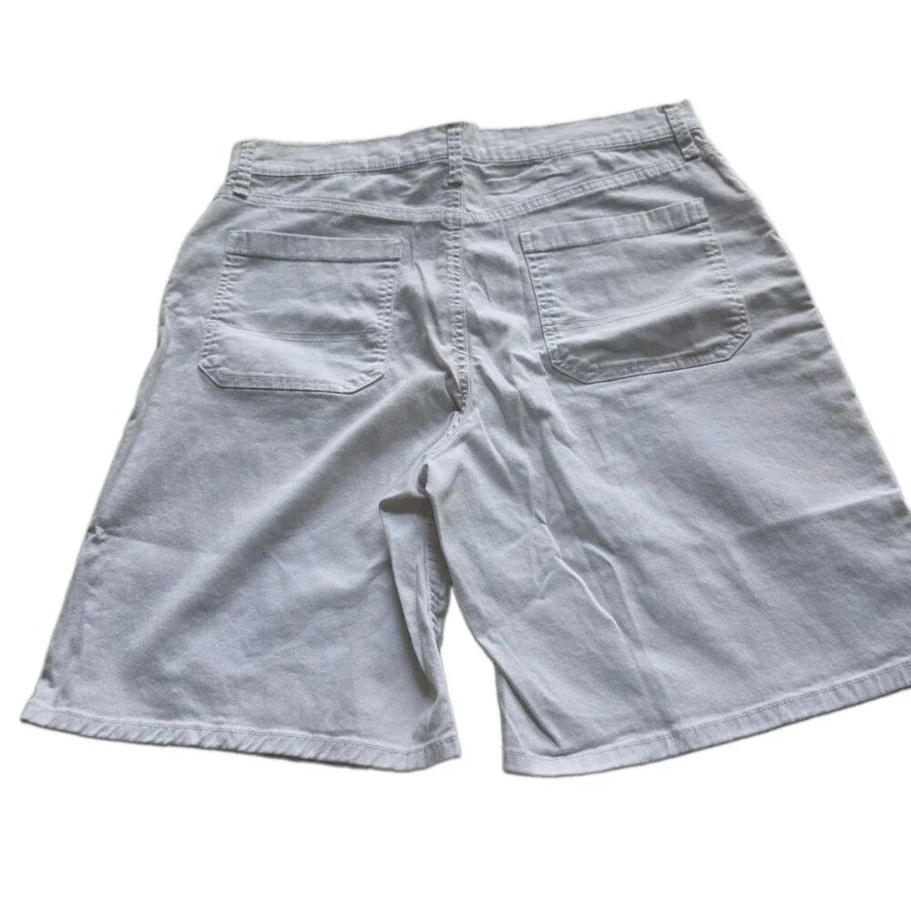 Bandolino Bermuda Shorts Womens 12 White High Rise Stretch Utility Patch Pocket